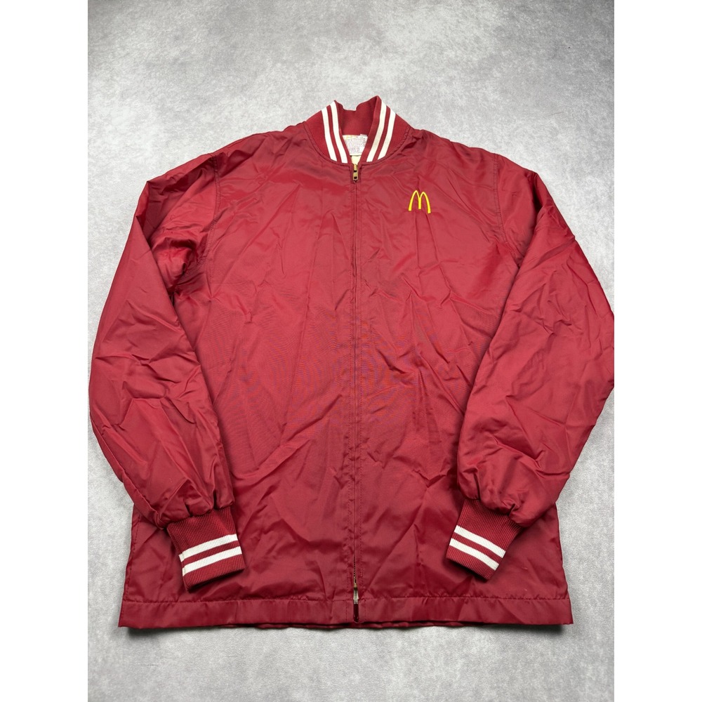 VTG 1983 McDonald's Employee Uniform Red Jacket Windbreaker Men S Retro 80s Logo